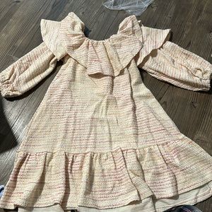 Something Navy off the shoulder dress